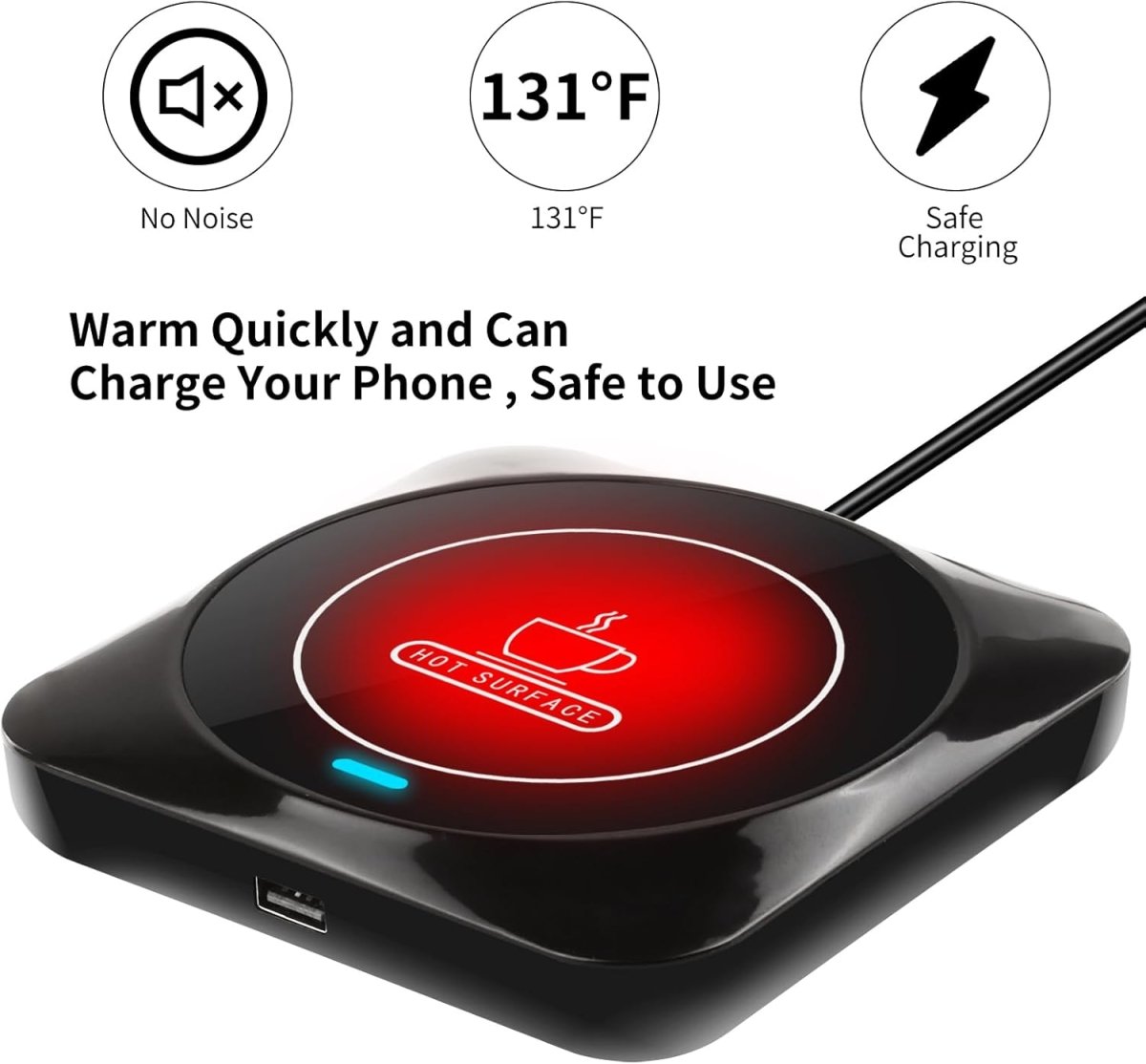 Coffee Mug Warmer, Smart USB Coffee Cup Warmer with Pressure - Induced Auto On/Off, Coffee Accessories for Home Office Desk - COKAFEGO