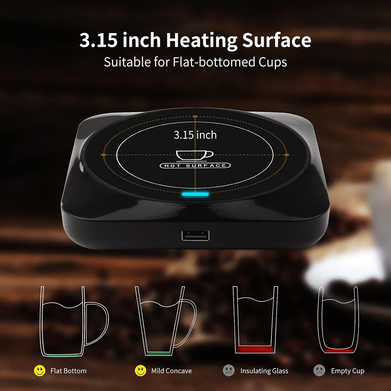 Coffee Mug Warmer, Smart USB Coffee Cup Warmer with Pressure - Induced Auto On/Off, Coffee Accessories for Home Office Desk - COKAFEGO