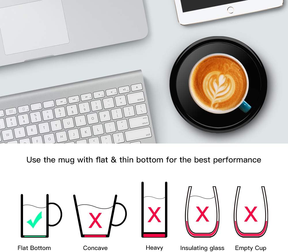 Smart Coffee Warmer, Auto On/Off Gravity - Induction Mug Warmer for Office Desk Use, Candle Wax Cup Warmer Heating Plate (Up to 131F/55C) (Black)t - COKAFEGO