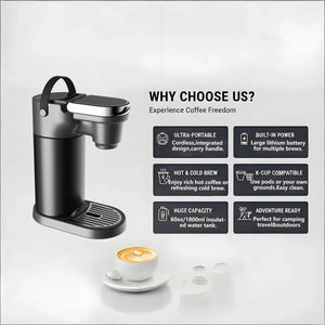 Coming soon...COKAFEGO® Portable Wireless Smart Americano Coffee Maker | 60oz Thermal Reservoir | K - Cup® & Ground Coffee Compatible | For Camping, RV & Outdoor - COKAFEGO