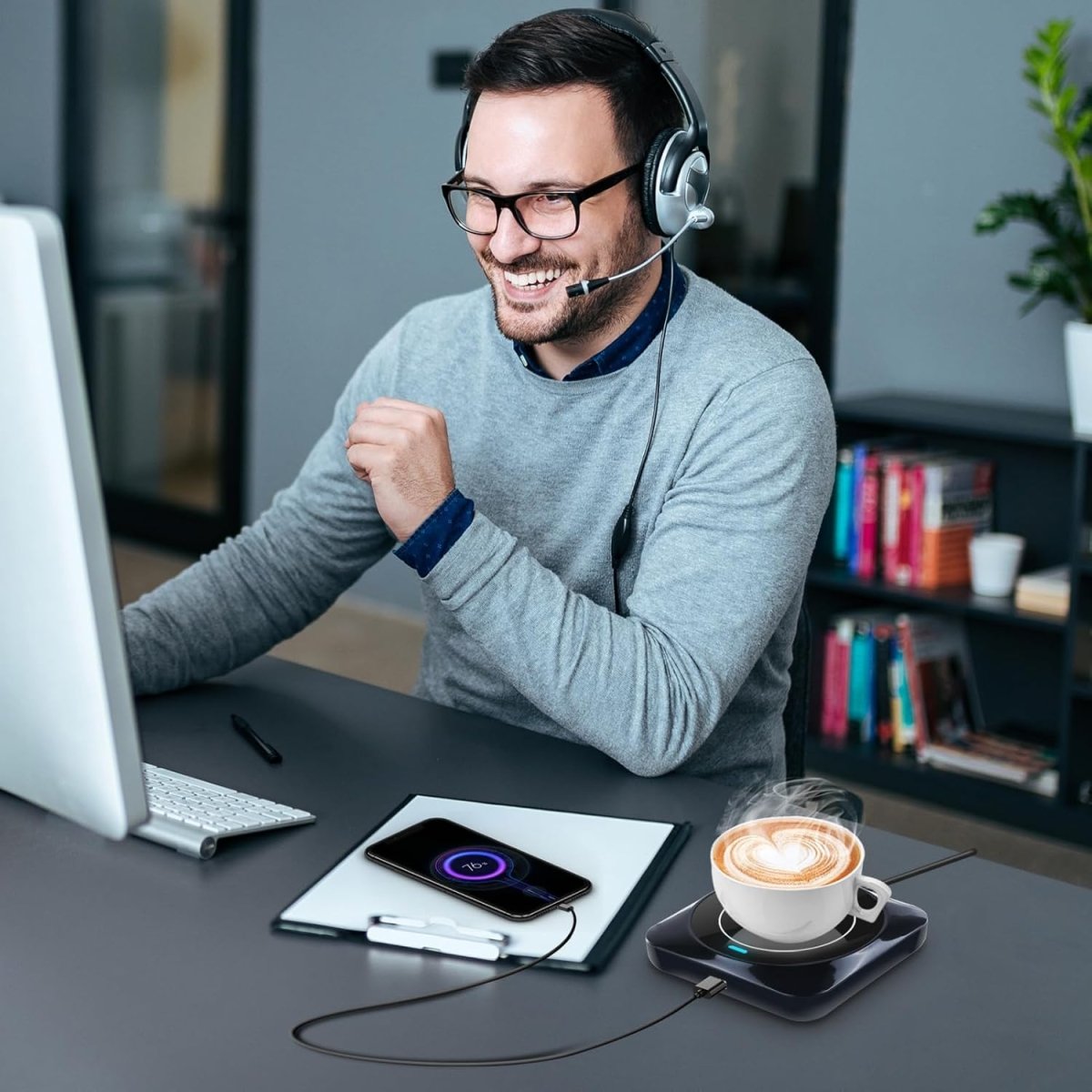 Coffee Mug Warmer, Smart USB Coffee Cup Warmer with Pressure - Induced Auto On/Off, Coffee Accessories for Home Office Desk - COKAFEGO