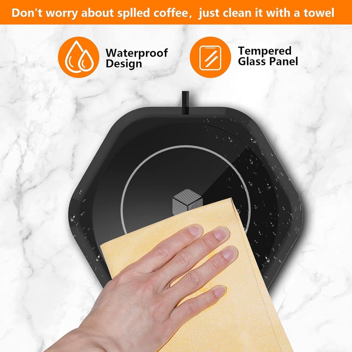 Coffee Mug Warmer: Smart Beverage Heating Plate Candle Wax Cup Warmer Electric Thermostat Coaster for Hot Coffee Milk Tea Water Cocoa Desk Home Office Use (R1 Black) - COKAFEGO