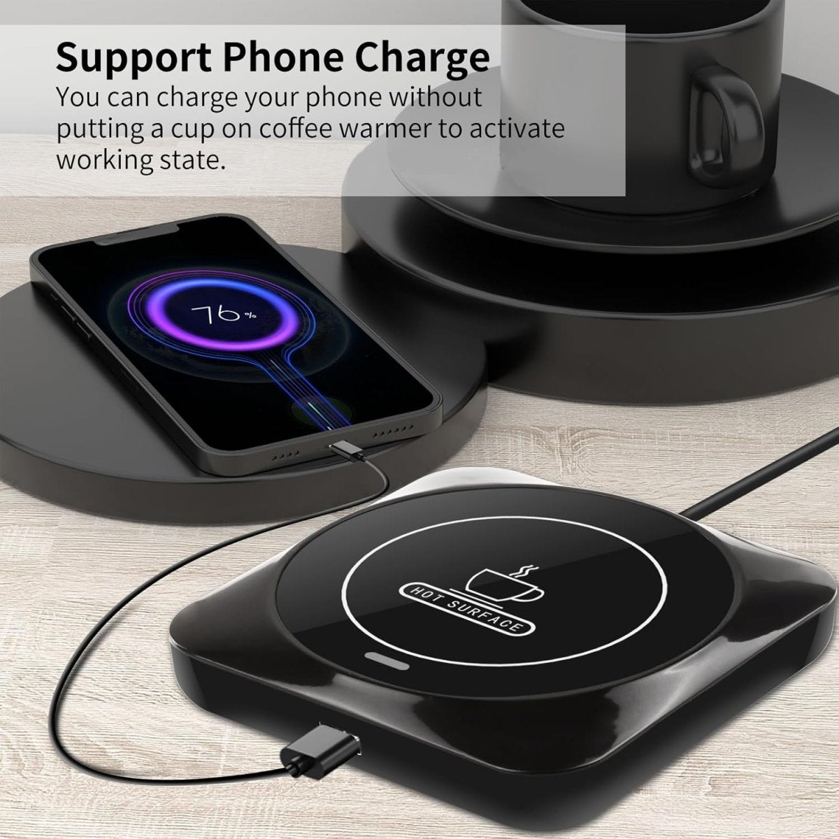 Coffee Mug Warmer, Smart USB Coffee Cup Warmer with Pressure - Induced Auto On/Off, Coffee Accessories for Home Office Desk - COKAFEGO