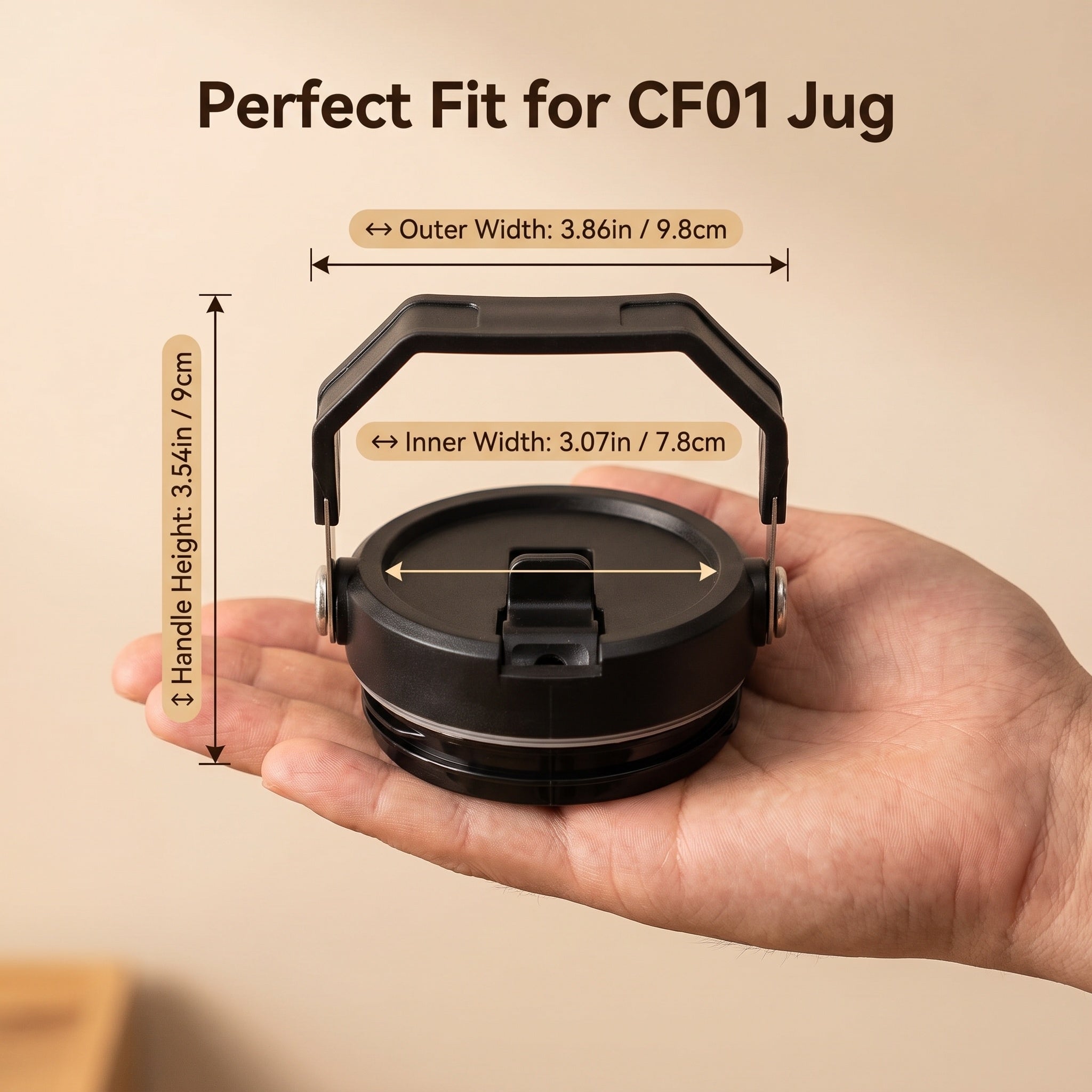 COKAFEGO Straw Lid Compatible with CF01 Water Jug, SUS 304 Stainless Steel Spill Proof Replacement Lid with Handle BPA Free for Outdoor Camping Gym Commute Travel