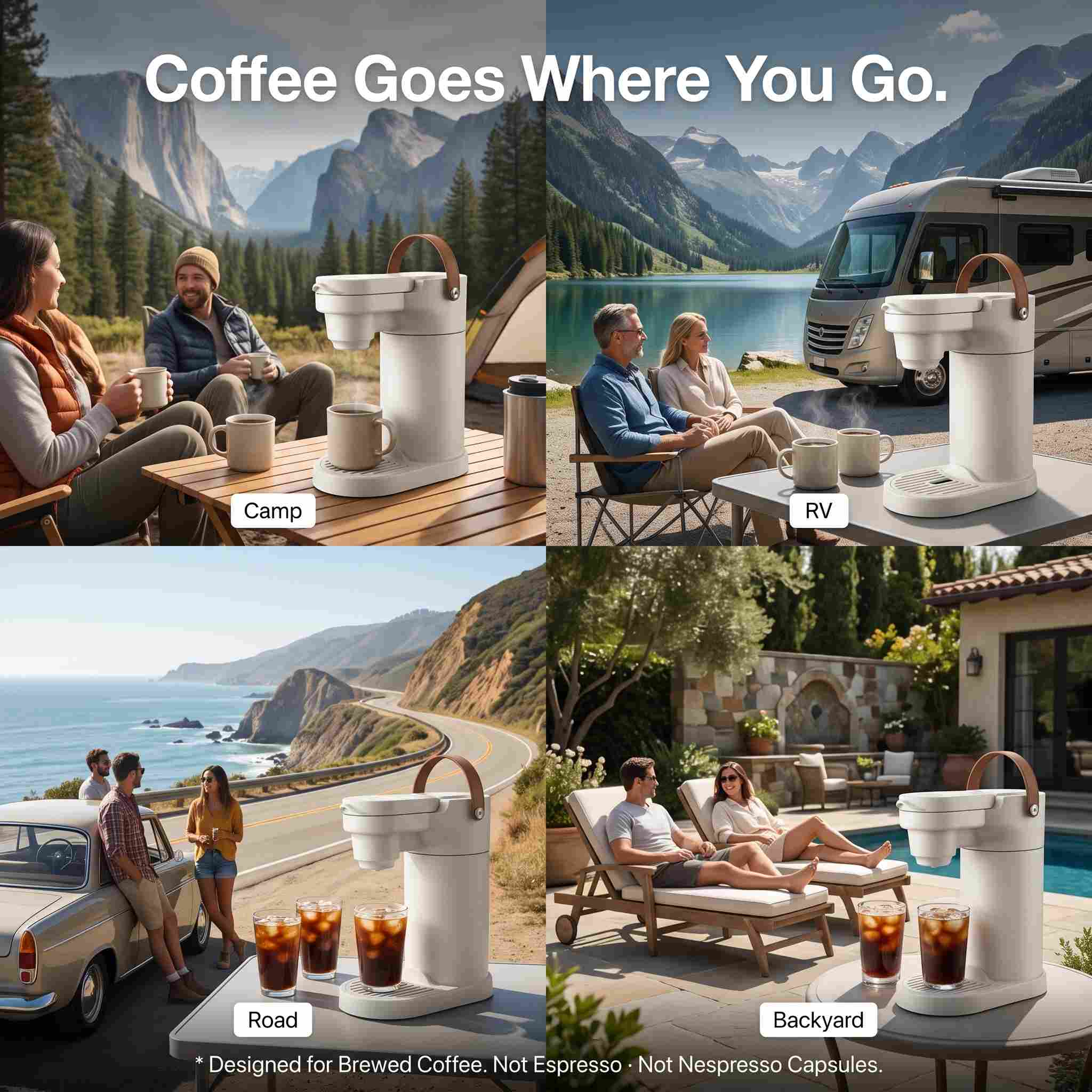 The new product is not yet available for sale.-COKAFEGO® THE WORLD'S FIRST  WIRELESS AMERICANO COFFEE STATION. GIFT. | 60oz Thermal Reservoir | K-Cup® & Ground Coffee Compatible | For Camping, RV & Outdoor