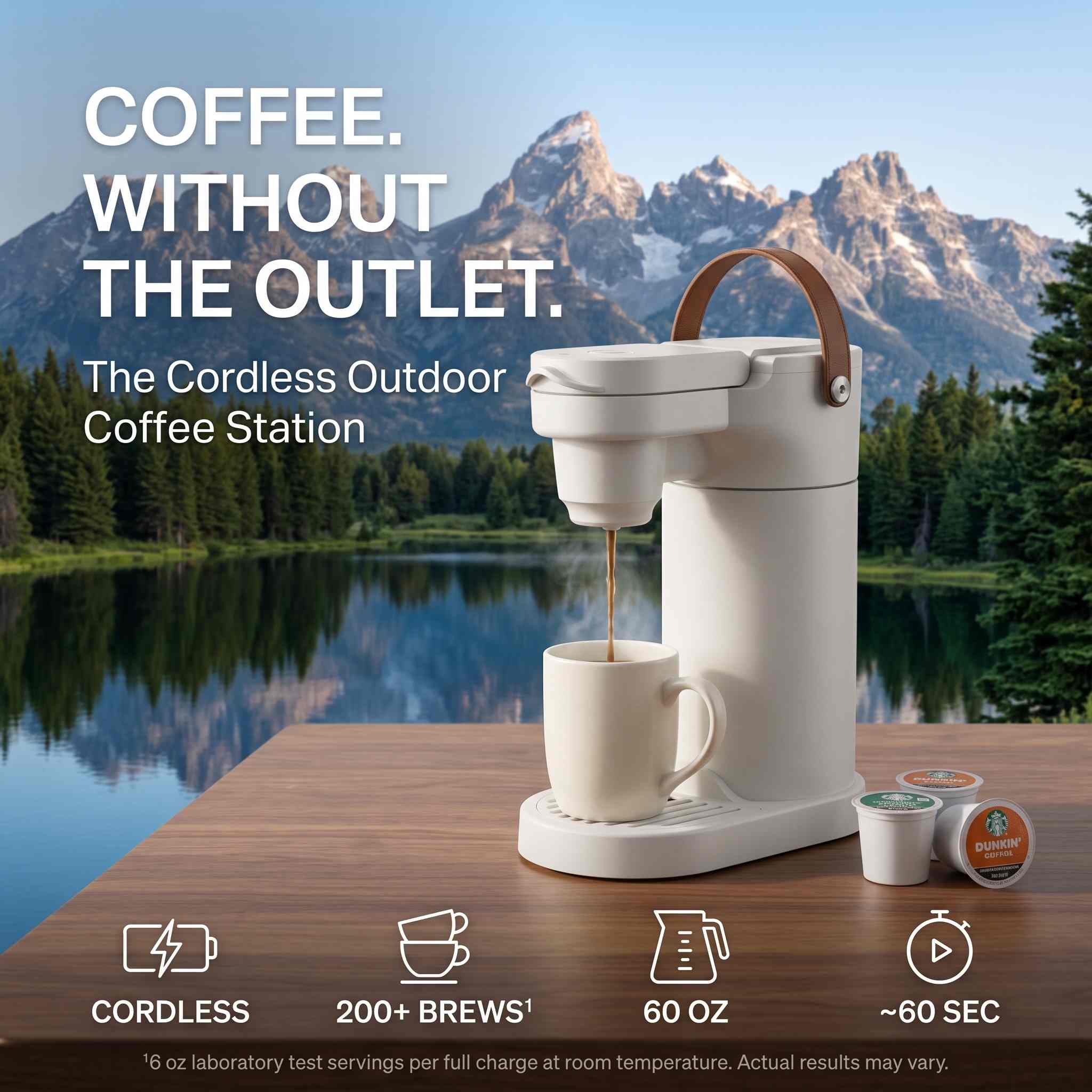 The new product is not yet available for sale.-COKAFEGO® THE WORLD'S FIRST  WIRELESS AMERICANO COFFEE STATION. GIFT. | 60oz Thermal Reservoir | K-Cup® & Ground Coffee Compatible | For Camping, RV & Outdoor