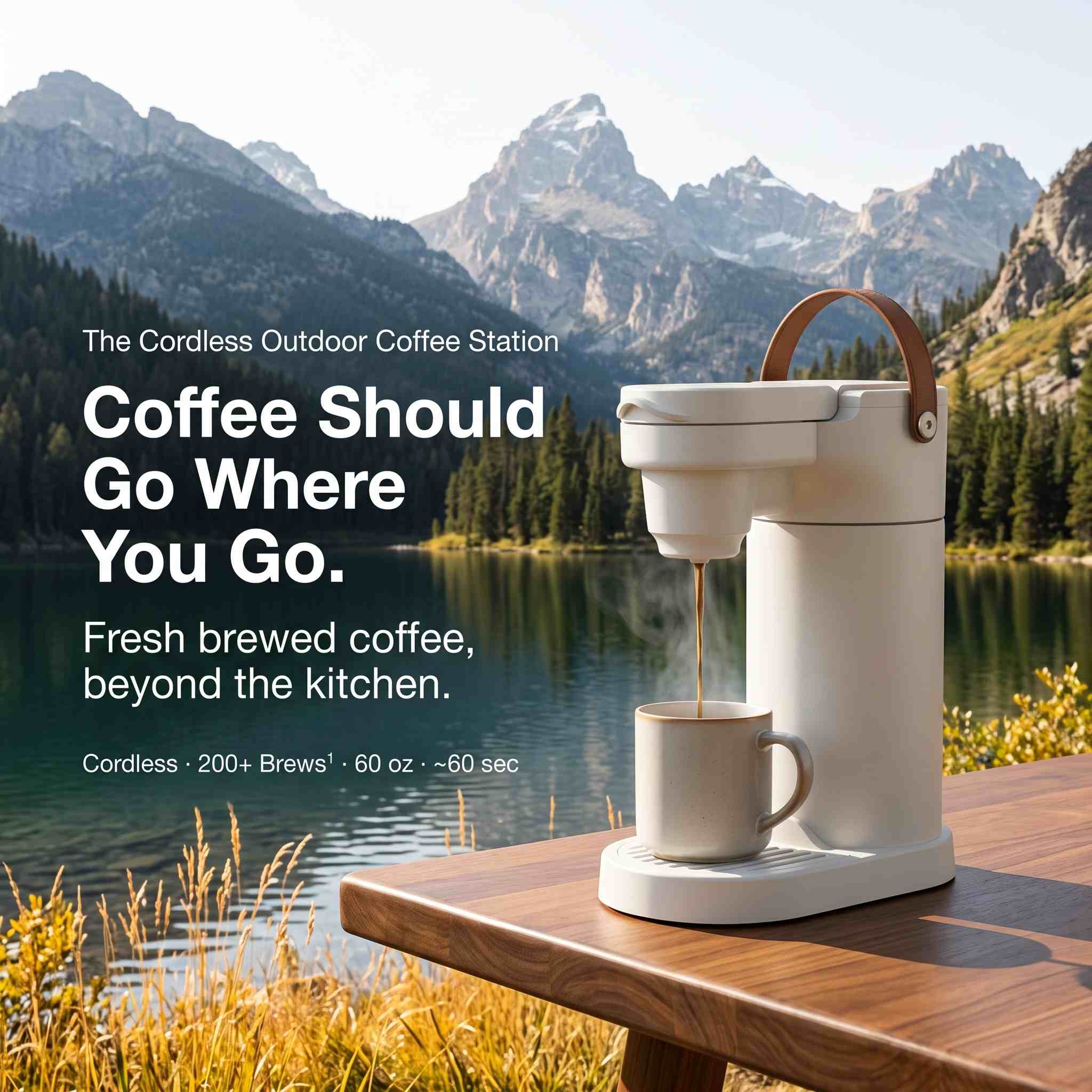 The new product is not yet available for sale.-COKAFEGO® THE WORLD'S FIRST  WIRELESS AMERICANO COFFEE STATION. GIFT. | 60oz Thermal Reservoir | K-Cup® & Ground Coffee Compatible | For Camping, RV & Outdoor