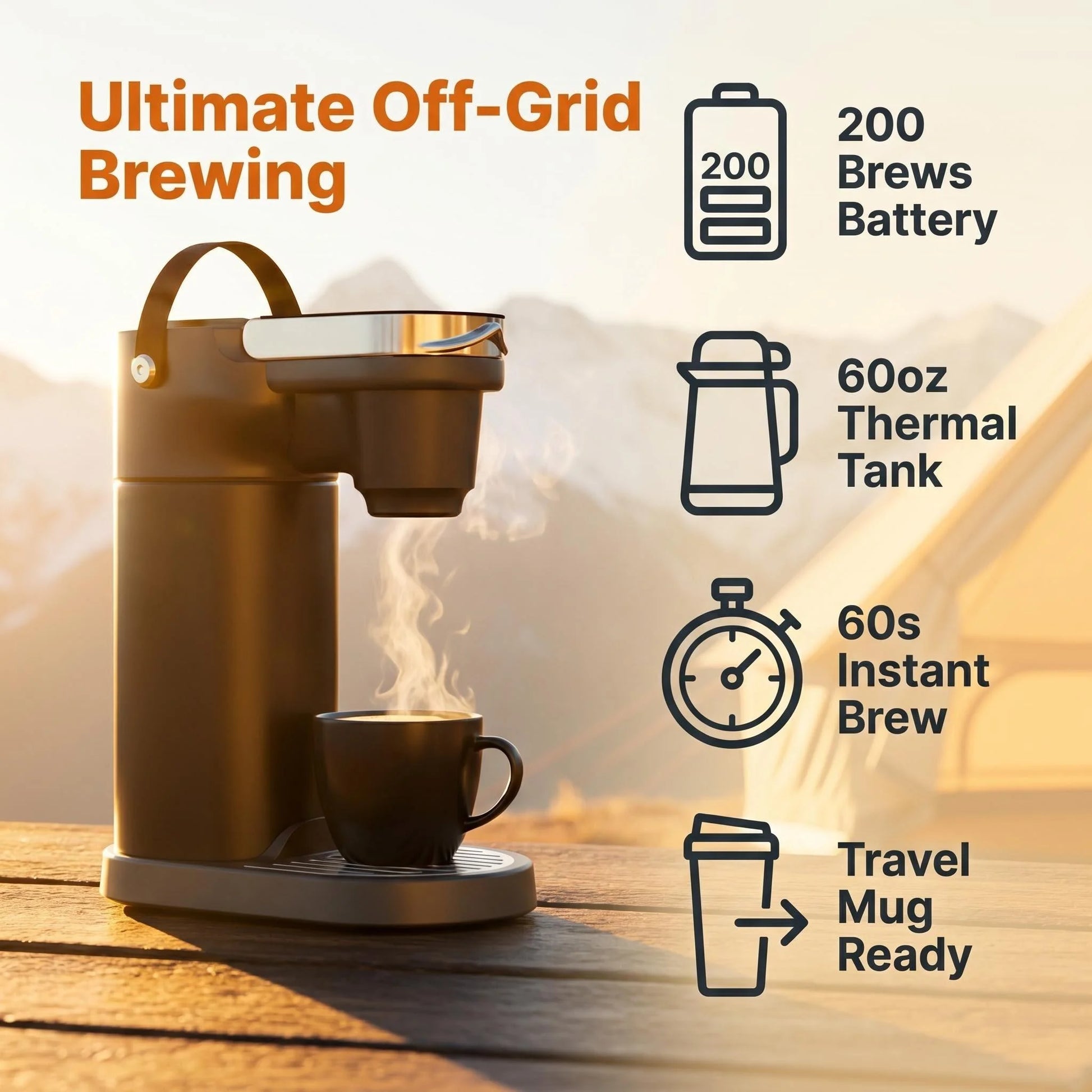 The new product is not yet available for sale.-COKAFEGO® THE WORLD'S FIRST PORTABLE K-CUP® COFFEE MAKER. THE ULTIMATE EXPLORER'S GIFT. | 60oz Thermal Reservoir | K-Cup® & Ground Coffee Compatible | For Camping, RV & Outdoor