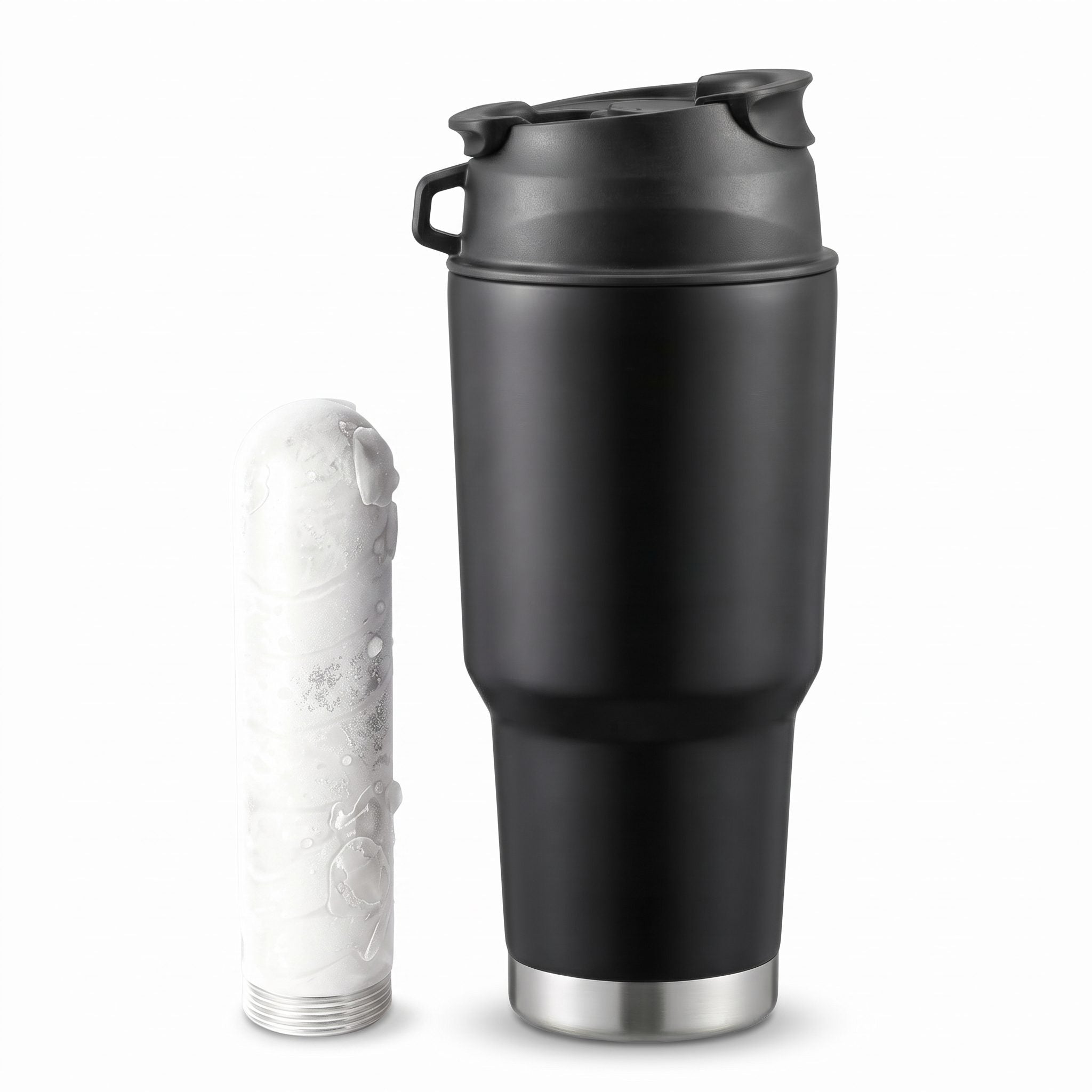 COKAFEGO  CT02 Active-Chill Tumbler, 30oz Stainless Steel Insulated Cup with Freezable Cooling Core, BPA-Free Dual-Opening Lid, Reusable Cold Drink Bottle for Coffee, Travel & Outdoor